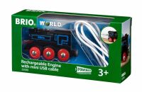 Ravensburger BRIO World - 33599 Akku Lok mit Mini USB - Wiederaufladbare Lokomotive - Batteriebetrie