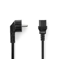 Nedis Stromkabel| Schutzkontaktstecker| IEC-320-C13| abgewinkelt| gerade| Vernickelt - Cable - Current/Power Supply