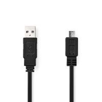 Nedis USB-Kabel / USB 2.0 / USB-A Stecker / USB Micro-B Stecker / 480 Mbps / Vernickelt / 1.00 m / Flach / PVC / Schwarz / Umschlag