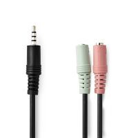 Nedis Stereo-Audiokabel / 3.5 mm Stecker / 2x 3.5 mm Buchse / Vernickelt / 0.20 m / Rund / Schwarz / Umschlag