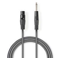 Nedis Unausgeglichen Audiokabel / XLR 3-Pin Buchse / 6.35 mm Stecker / Vernickelt / 3.00 m / Rund / PVC / Dunkelgrau / Kartonhülle