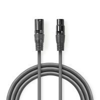 Nedis Balanced Audio-Kabel / XLR 3-Pin Stecker / XLR 3-Pin Buchse / Vernickelt / 1.00 m / Rund / PVC / Dunkelgrau / Kartonhülle