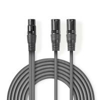 Nedis Balanced Audio-Kabel / 2x XLR 3-Pin Stecker / XLR 3-Pin Buchse / Vernickelt / 1.50 m / Rund / PVC / Dunkelgrau / Kartonhülle