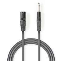 Nedis Balanced Audio-Kabel / XLR 3-Pin Stecker / 6.35 mm Stecker / Vernickelt / 1.50 m / Rund / PVC / Dunkelgrau / Kartonhülle