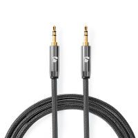 Nedis Stereo-Audiokabel / 3.5 mm Stecker / 3.5 mm Stecker / Vergoldet / 5.00 m / Rund / Grau / Gun Metal Grau / Verpackung mit Sichtfenster