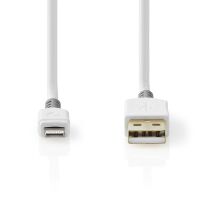 Nedis Lightning Kabel / USB 2.0 / Apple Lightning 8-Pin / USB-A Stecker / 480 Mbps / Vergoldet / 2.00 m / Rund / PVC / Grau / Weiss / Box