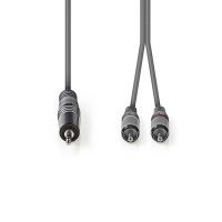 Nedis Stereo-Audiokabel / 3.5 mm Stecker / 2x RCA Stecker / Vernickelt / 1.50 m / Rund / Dunkelgrau / Kartonhülle