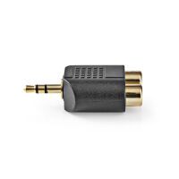 Nedis Stereo-Audio-Adapter / 3.5 mm Stecker / 2x Cinch Buchse / Vergoldet / Gerade / ABS / Schwarz / 10 Stück / Umschlag