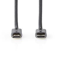 Nedis High Speed ​​HDMI ™ Kabel mit Ethernet / HDMI™ Stecker / HDMI™ Stecker / 4K@60Hz / ARC / 18 Gbps / 2.00 m / Rund / Baumwolle / Grau / Gun Metal Grau / Verpackung mit Sichtfenster