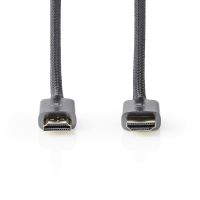 Nedis High Speed ​​HDMI ™ Kabel mit Ethernet / HDMI™ Stecker / HDMI™ Stecker / 4K@60Hz / ARC / 18 Gbps / 5.00 m / Rund / Baumwolle / Grau / Gun Metal Grau / Verpackung mit Sichtfenster