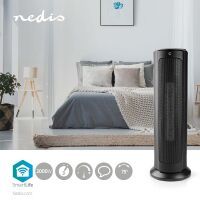 Nedis WIFIFNH10CBK - Household tower fan - Black - Floor - 19 cm - Buttons - 1200 W