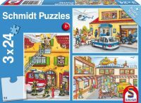 Schmidt Spiele Kinderpuzzle Feuerwehr und Polizei, 3x24 Teile