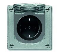 BUSCH JAEGER 2011-0-3871 - CEE 7/3 - 2P+E - Black - Grey - Aluminium - Plastic - 250 V - 16 A