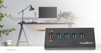 Nedis USB-Hub / USB Micro-B Buchse / USB-A Buchse / 5-Port port(s) / QC3.0 / USB 3.2 Gen 1 / Netzstromversorgung / Stromversorgung über USB / 5 Gbps / 5x USB