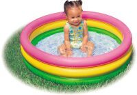 Bauer Intex BabyPool 3-Ring ''Sunset Glow'', Wasserbedarf ca 51l, 1-3 Jahre, aufblasbarer Boden, 86x