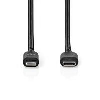 Nedis Lightning Kabel / USB 2.0 / Apple Lightning 8-Pin / USB-C™ Stecker / 480 Mbps / Vernickelt / 2.00 m / Rund / PVC / Schwarz / Umschlag