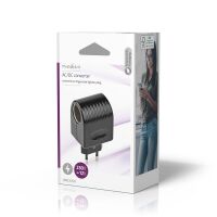 Nedis Steckdosen Adapter / Euro / Typ C (CEE 7/16) / 100 - 240 V AC 50/60 Hz / 12 V DC / 6 W / Netzstromversorgung / 0.3 A / Schwarz / Kunststoff