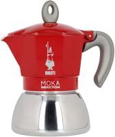 Bialetti Moka Induktion - Moka pot - 0.28 L - Red - Stainless steel - Aluminium - Stainless steel - 6 cups - 1 pc(s)