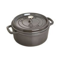 Staub La Cocotte 26cm rund Graphit-grau, Gusseisen Auflaufformen + Bräter