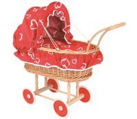 ToyToyToy Roter Puppenwagen aus Korb 