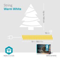 Nedis SmartLife Weihnachtsbeleuchtung / Schnur / Wi-Fi / Warmweiss / 50 LED's / 5.00 m / Android™ / IOS