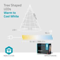 Nedis SmartLife Weihnachtsbeleuchtung / Baum / Wi-Fi / Warm bis kühlen weiß / 200 LED's / 20.0 m / 5 x 4 m / Android™ / IOS