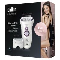 Braun Silk-épil 9 9-710, Epilierer Epiliergerät, Kühlhandschuh, Micro-Grip-Pinzetten-Technologie, Hochfrequenz-Massageaufsatz für eine besonders sanfte Haarentfernung, inklusive Rasier- und Trimmeraufsatz, Wet & Dry-Epilation