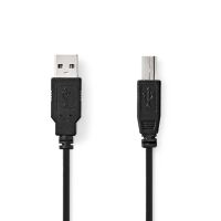 Nedis USB-Kabel / USB 2.0 / USB-A Stecker / USB-B Stecker / 10 W / 480 Mbps / Vernickelt / 3.00 m / Rund / PVC / Schwarz / Label