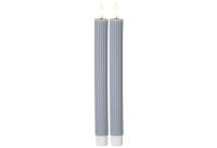 STAR TRADING LED Wachskerze Flamme Stripe 2er Set Batterie Timer blau 25x2,1cm