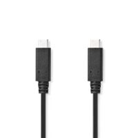 Nedis USB-Kabel / USB 3.2 Gen 2 / USB-C™ Stecker / USB-C™ Stecker / 240 W / 8K@30Hz / 20 Gbps / Vernickelt / 1.00 m / Rund / PVC / Schwarz / Label