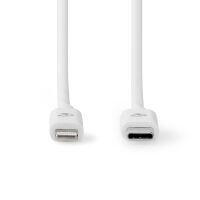 Nedis Lightning Kabel / USB 2.0 / Apple Lightning 8-Pin / USB-C™ Stecker / 480 Mbps / Vernickelt / 2.00 m / Rund / PVC / Weiss / Label