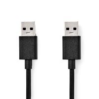 Nedis USB-Kabel / USB 3.2 Gen 1 / USB-A Stecker / USB-A Stecker / 5 Gbps / Vernickelt / 1.00 m / Rund / PVC / Schwarz / Box