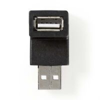 Nedis USB-A Adapter / USB 2.0 / USB-A Stecker / USB-A Buchse / 480 Mbps / Rund / Vernickelt / PVC / Schwarz / Box