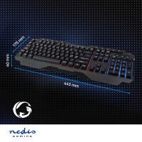 Nedis Wired Gaming Keyboard / USB Type-A / Folientasten / LED / QWERTY / ND-Layout / Stromversorgung über USB / Netzkabellänge: 1.30 m / Multimedia