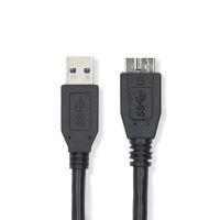 Nedis USB-Kabel / USB 3.2 Gen 1 / USB-A Stecker / USB Micro-B Stecker / 5 Gbps / Vernickelt / 0.50 m / Rund / PVC / Schwarz / Label