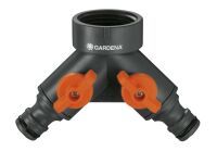 Gardena Twin-Tap Connector - Black - Orange