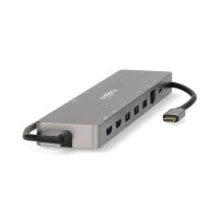 Nedis USB Multi-Port-Adapter / USB 3.2 Gen 1 / USB-C™ Stecker / Micro SD / RJ45 Buchse / SD / 2x HDMI™ / 2x USB-C™ / 3x USB-A Buchse / 0.40 m / Rund / Vergoldet / TPE / Anthrazit / Box