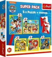 5 in 1 Puzzle + Memo  Paw Patrol 20, 30, 36, 48, 50 Teile + Memo 2x12 Tafeln