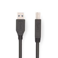 Nedis USB-Kabel / USB 3.2 Gen 1 / USB-A Stecker / USB-B Stecker / 5 Gbps / Vernickelt / 2.00 m / Rund / PVC / Schwarz / Label