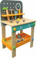 SpielMaus Holz Werkbank 40x26,5x65 cm, 44 Teile