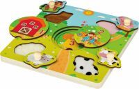 SpielMaus Holz Fühlpuzzle Farmtiere, 6-teilig