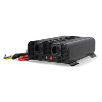 Nedis Power Inverter reine Sinus-Wellen / Eingangsspannung: 12 V DC / Geräteausgangsanschluss: Type F (CEE 7/3) / USB-A / USB-C™ / 230 V AC 50 Hz / 2000 W / Spitzenleistung: 4000 W / Schraubklemme / Reine Sinuswelle / Düse / Schwarz