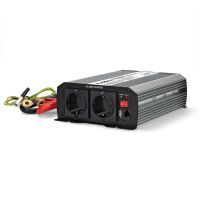 Nedis Power Inverter änderte Sinus-Wellen / Eingangsspannung: 12 V DC / Geräteausgangsanschluss: Type F (CEE 7/3) / USB-A / 230 V AC 50 Hz / 1000 W / Spitzenleistung: 2000 W / Schraubklemme / Silber