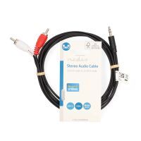 Nedis Stereo-Audiokabel / 3.5 mm Stecker / 2x RCA Stecker / Vernickelt / 2.00 m / Rund / Schwarz / Label