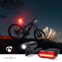 Nedis Fahrrad-Licht / Batteriebetrieben / 5 V DC / 3 W / Batterien enthalten / Wiederaufladbar / 400 lm / 4.5 lm / 100 m / 110 °