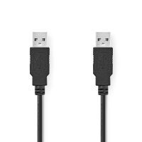 Nedis USB-Kabel / USB 2.0 / USB-A Stecker / USB-A Stecker / 480 Mbps / Vernickelt / 1.00 m / Rund / PVC / Schwarz / Label