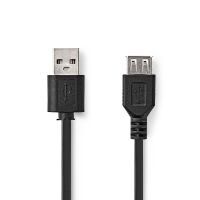 Nedis USB-Kabel / USB 2.0 / USB-A Stecker / USB-A Buchse / 480 Mbps / Vernickelt / 0.20 m / Rund / PVC / Schwarz / Box