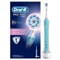 Oral-B PRO 700 Sensi Ultrathin - Adult - Rotating-oscillating toothbrush - 8800 movements per minute - Daily care - Blue - 4 x 30 sec