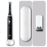 Oral-B iO 6 iO6 Elektrische Zahnbürste/Electric Toothbrush, Magnet-Technologie, 2 Aufsteckbürsten, 5 Putzmodi für Zahnpflege, Display & Reiseetui, Designed by Braun, black lava