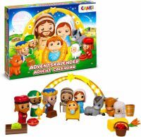 CRAZE Adventskalender Kinder - Weihnachtskrippe Krippenspiel - Spielkrippe Kinder mit Spielfiguren Set, Spielzeug Adventskalender ab 3 Jahre